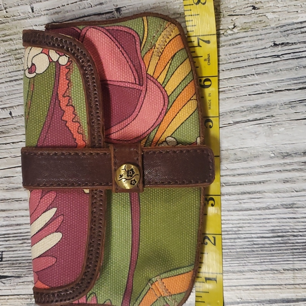 LUCKY BRAND Leather and printed canvas wallet